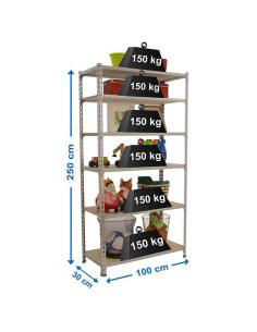 Estantería de almacenaje MADERCLICK PLUS 6 estantes GALVA/MADERA 2