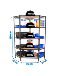 MADERCLICK CORNER Shelving Anthracite/Wood 5 shelves 2