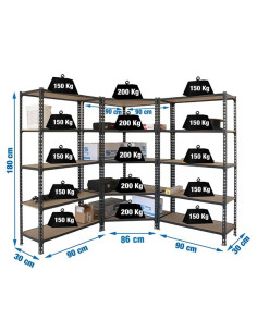 PACK MADERCLICK CORNER +2 MADER Anthracite/Wood 5 shelves 2