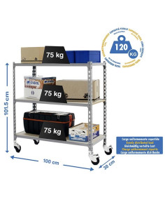 MADERCLICK PLUS Estante cinza/madeira 3 prateleiras com... 2