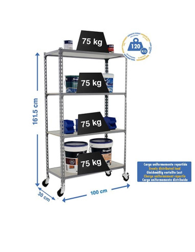 MADERCLICK PLUS Etagère Gris/Bois 4 étagères à...