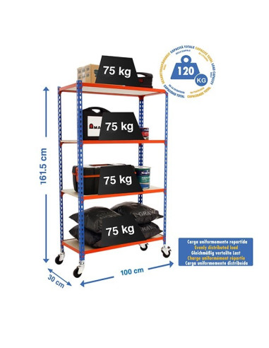 Estantería MADERCLICK PLUS Azul/Naranja/Madera...