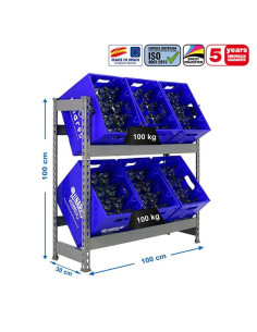 SIMONBOTTLE Etagère Grise 2 Etagères 2