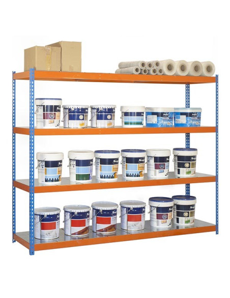 Etagère ECOFORTE METAL Bleu/Orange/Galva 4 étagères