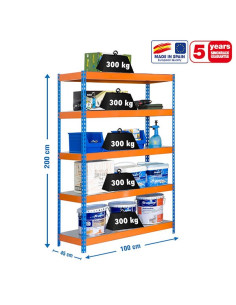 Estantería BRICOFORTE METAL Azul/Naranja/Galva 5 estantes 2