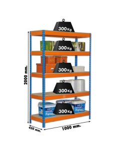 Estantería BRICOFORTE CHIPBOARD Azul/Naranja/Madera 5... 2