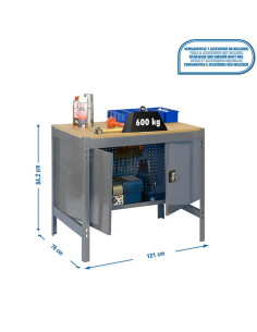 Établi SIMONWORK BT0 CABINET Gris/Bois 1 étagère+cabine 2