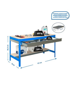 SIMONWORK BT0 BOX Blue/Wood workbench 2 shelves+drawer 2
