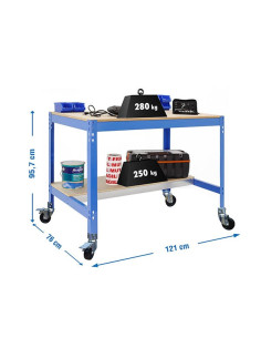 SIMONWORK MOBILE BT0 Bancada de trabalho azul/madeira 2... 2