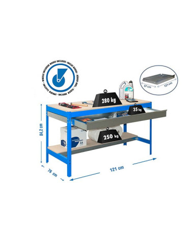 SIMONWORK MOBILE BT0 BOX Etabli Bleu/Bois 2...