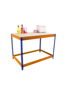 SIMONWORK BASIC workbench 1 shelf Blue/Orange/Wood 2