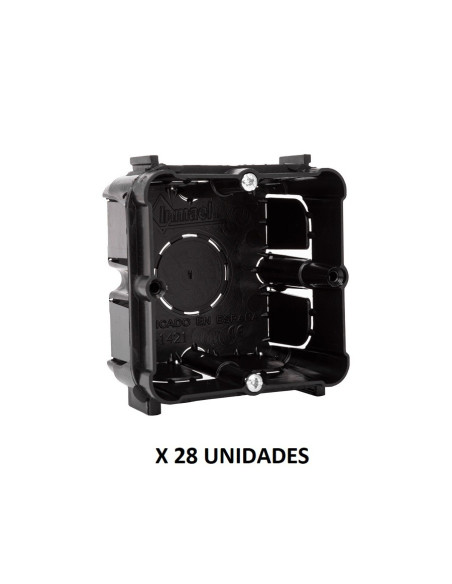 Boitier mécanisme carré universel enfichable (vis 4 positions) 65x65x42 mm avec 2 vis. 28 unités