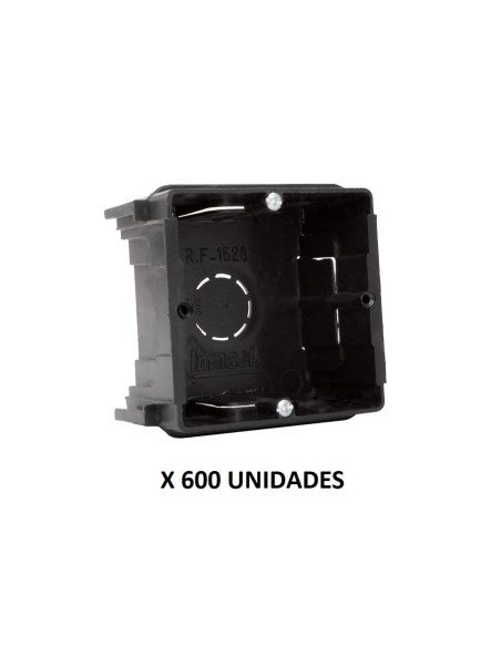 Caja mecanismos enlazable universal cuadrada reforzada (tornillo 4 posiciones) 65x65x42 mm con 2 tornillos. 600 ude