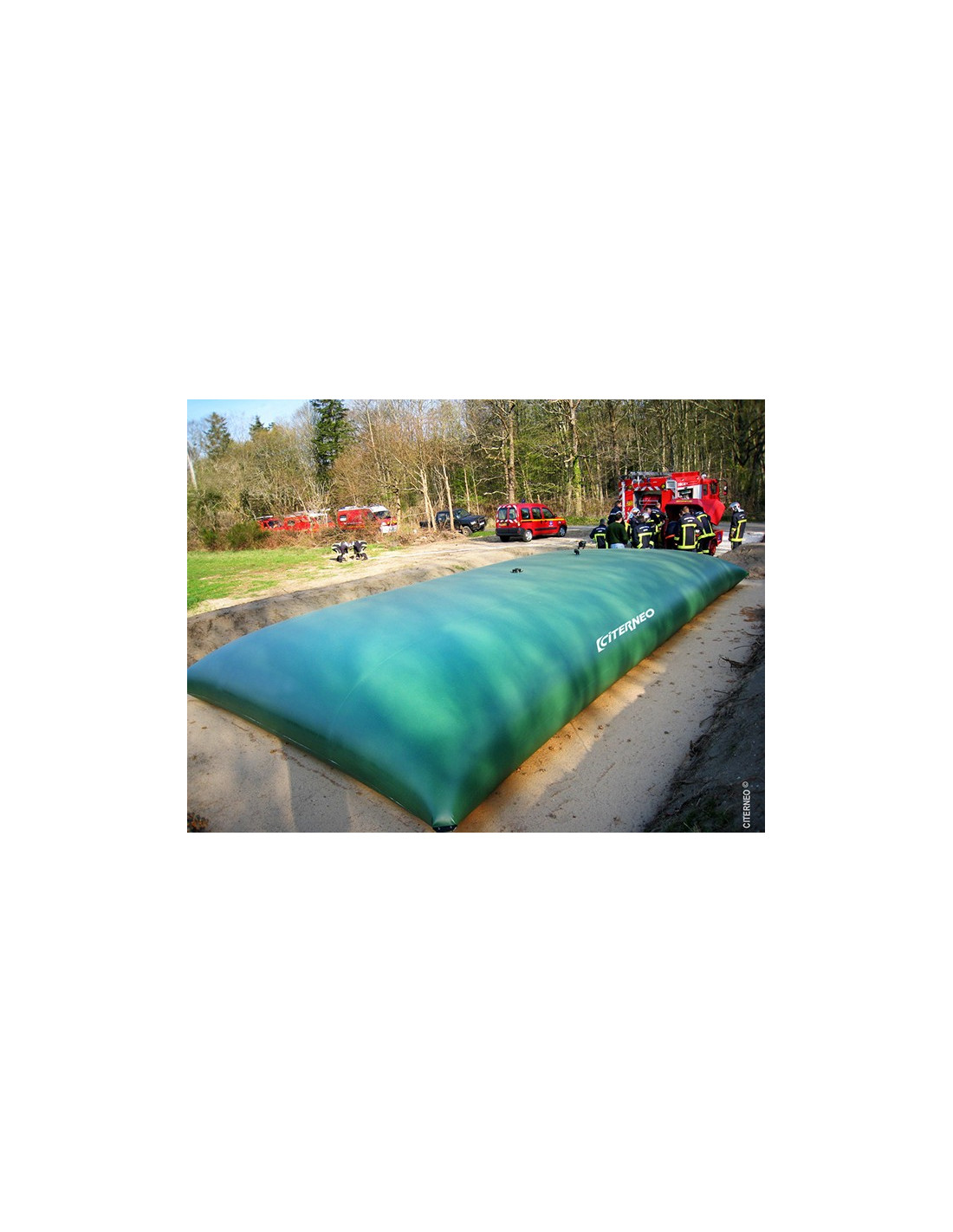Double Layer Raft Flexible fire-fighting tarpaulin raft 3,000 l and made of double-layer ...