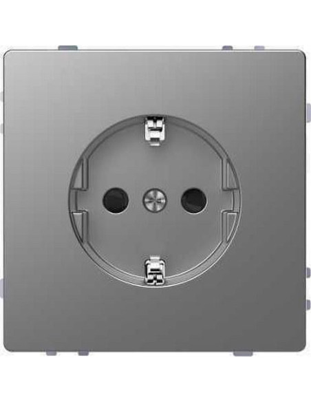 Schuko socket complete with 16A aluminum D-LIFE mechanism for recessed installation