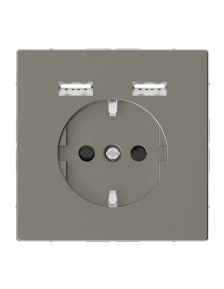 Schuko + 2 USB charger 2.4A D-LIFE nickel