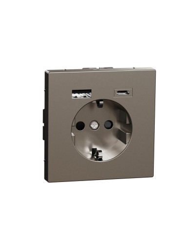 Double USB A+C D-life aluminum Schuko socket