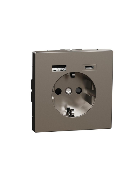 Toma schuko doble USB A+C D-life aluminio