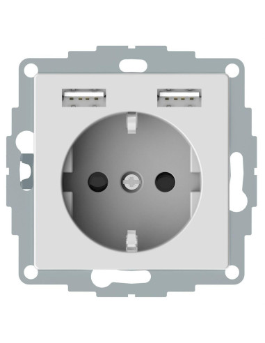 Schuko + 2 USB charger 2.4A M-ELEGANCE white