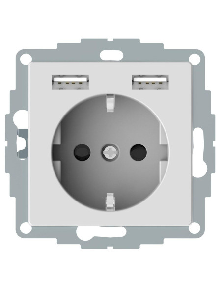 Schuko + 2 cargador USB 2,4A M-ELEGANCE blanco