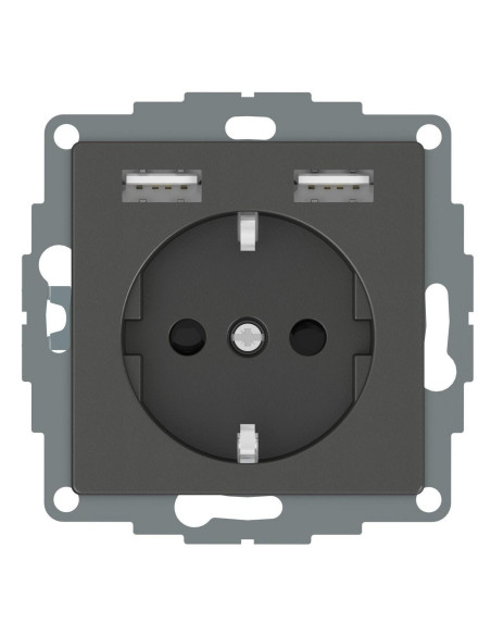 Schuko + 2 USB charger 2.4A M-ELEGANCE anthracite