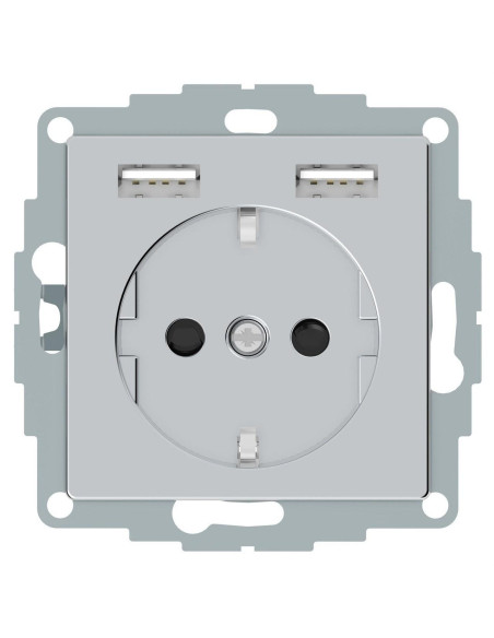 Schuko + 2 cargador USB 2,4A M-ELEGANCE aluminio