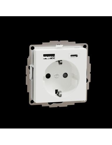 Toma schuko doble USB A+C elegance blanco activo