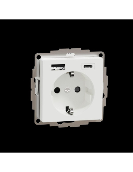Prise Schuko blanche active double USB A+C élégance