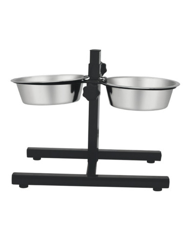 Comedouro duplo para cães com suporte ajustável...