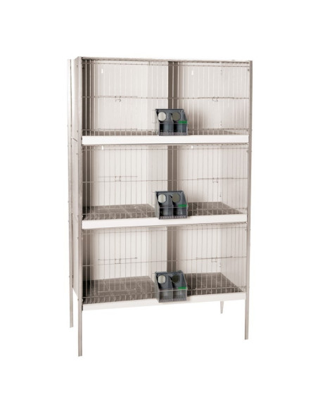 "Europa" pigeon cage, with legs, 6 departments and sheet metal backrest