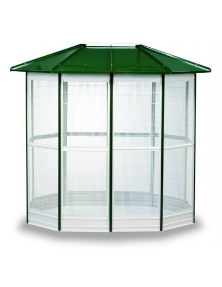 Pajarera modular verde, 12+2 lados