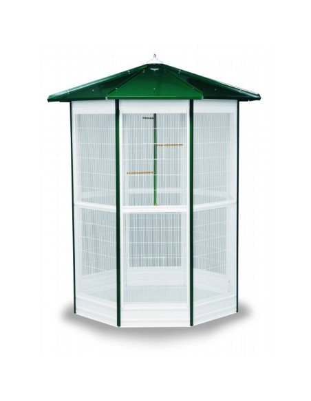 Pajarera modular verde, 8 lados