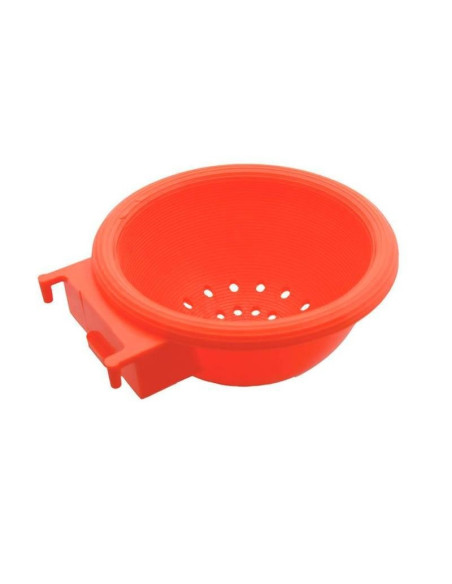 Red plastic bird nest