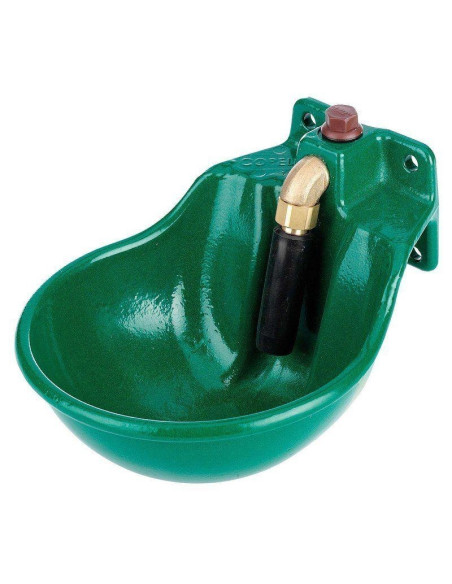 Bebedouro empurrador de metal para cavalos, verde