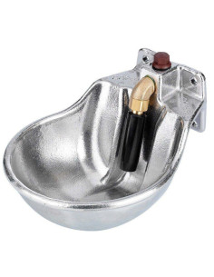 Metal pusher waterer for horses, metal