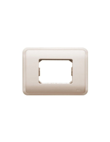 Placa con bastidor + marco para 3 módulos estrechos o 1 estrecho y 1 ancho en beige