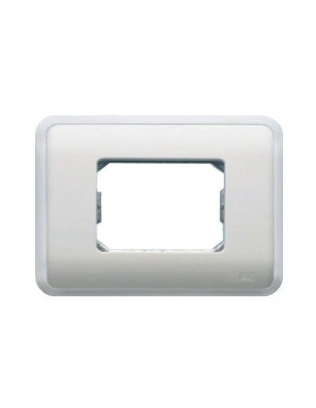 Plaque avec cadre + cadre pour 3 modules étroits ou 1 étroit et 1 large en blanc