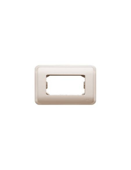 Placa con bastidor + marco para 4 módulos estrechos o 2 anchos de color beige