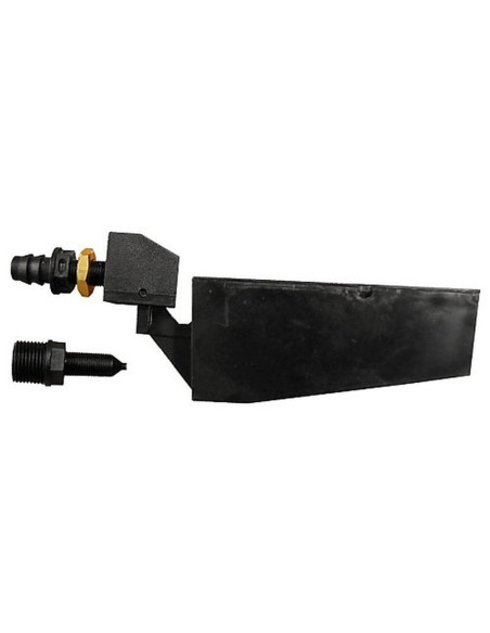 Canine waterer buoy with plastic fitting