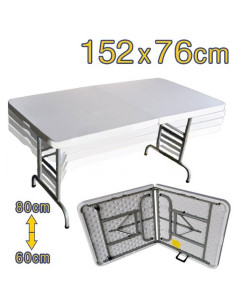 Table valise pliante rectangulaire (152 x 76 cm) hauteur...
