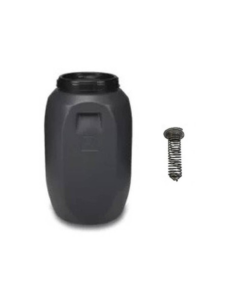 Mangeoire avec fût de 60 L et distributeur à ressort