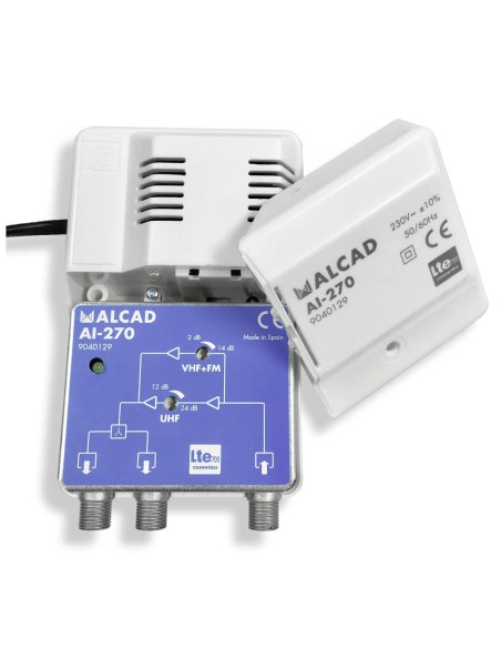 Apartment amplifier AI-270 1 input and 2 outputs UHF-VHF/S-UHF