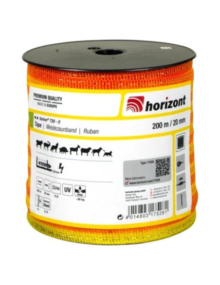 Cinta para valla eléctrica horizontal farmer® T20-O | 200 metros | 20 mm | 8 escaleras