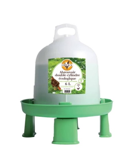 Bebedero de doble cilindro para gallinas | Greenline fabricado con plástico de origen biológico | con los pies