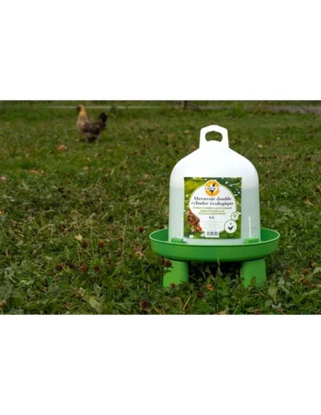 Bebedero de doble cilindro para gallinas | Greenline fabricado con plástico de origen biológico | con los pies