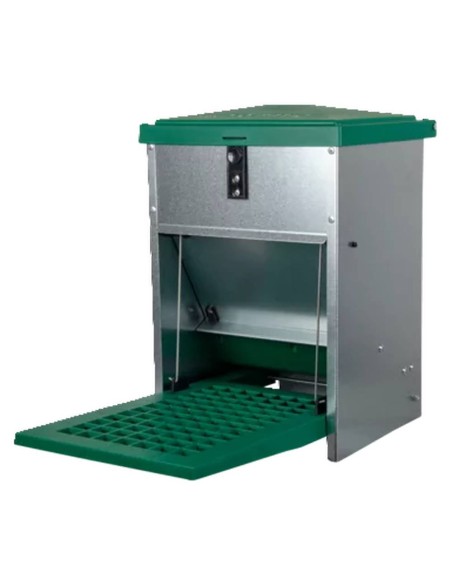 Comedero automático para pollos Feedomatic con placa escalonada | galvanizado