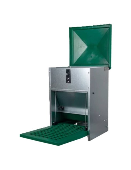 Comedero automático para pollos Feedomatic con placa escalonada | galvanizado