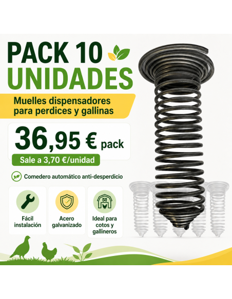 Pack 10 muelles dispensadores perdices y gallinas