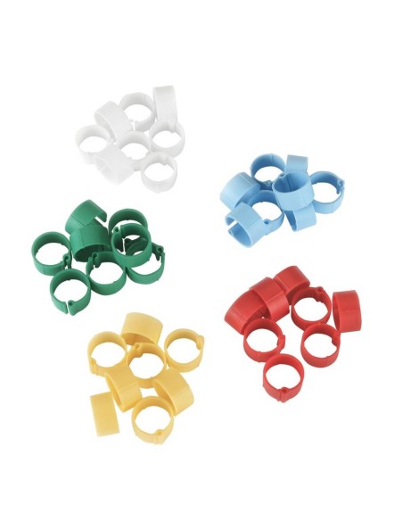 Anillas de Clip Reutilizables para Identificación de Aves (Pack de 100 uds: 5 Colores x 20 uds)
