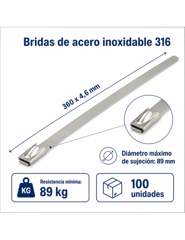 316 stainless steel cable ties 360 x 4.6 mm –...